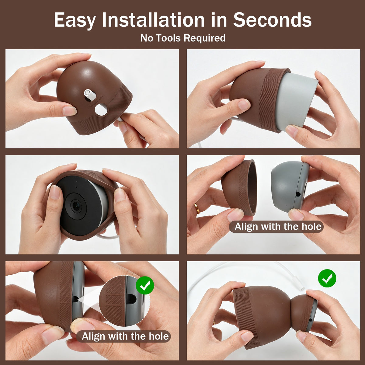 How to install the Caul Cover on a Google Nest Cam Outdoor (Wired, 2nd Gen) in seconds, no tools required